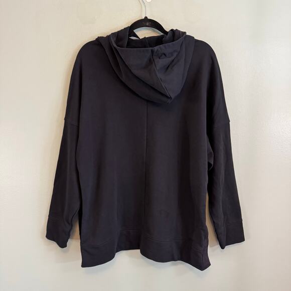 Fabletics Brisa High Slit Logo Pullover Hoodie Women M Black Terry Fleece Casual - Picture 2 of 8